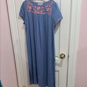 Women’s Hayden LA Blue Dress with Pink Floral Embroidery